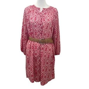 Maeve for Anthropologie Ikat Red and White Dress. Size M. Full button down.